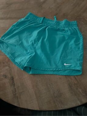 Nike Teal Running Shorts with White Swoosh